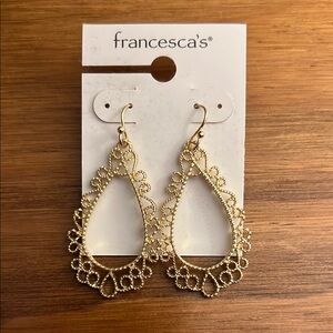 Francesca's Collections Gold Filigree Teardrop Earrings